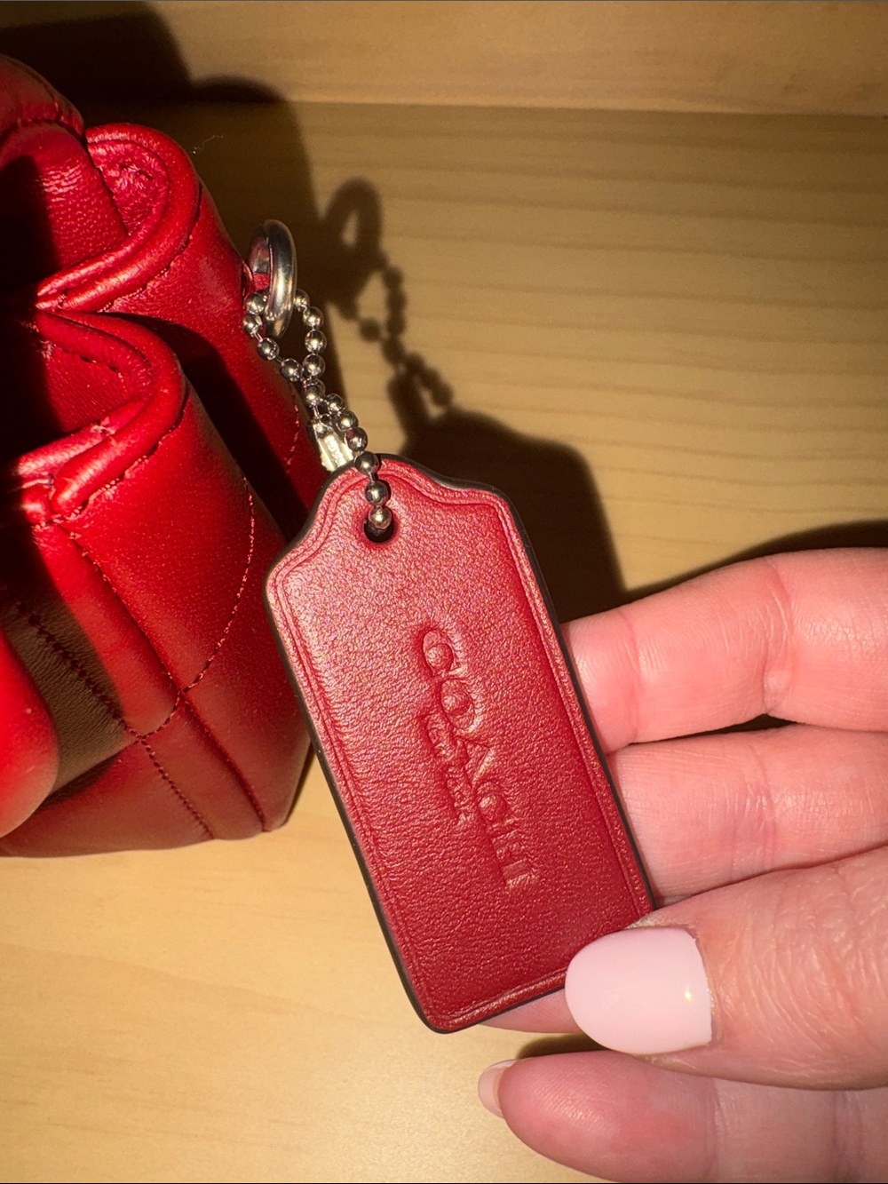 Coach Quilted Red Crossbody with Silver C Emblem - Picture 5 of 6